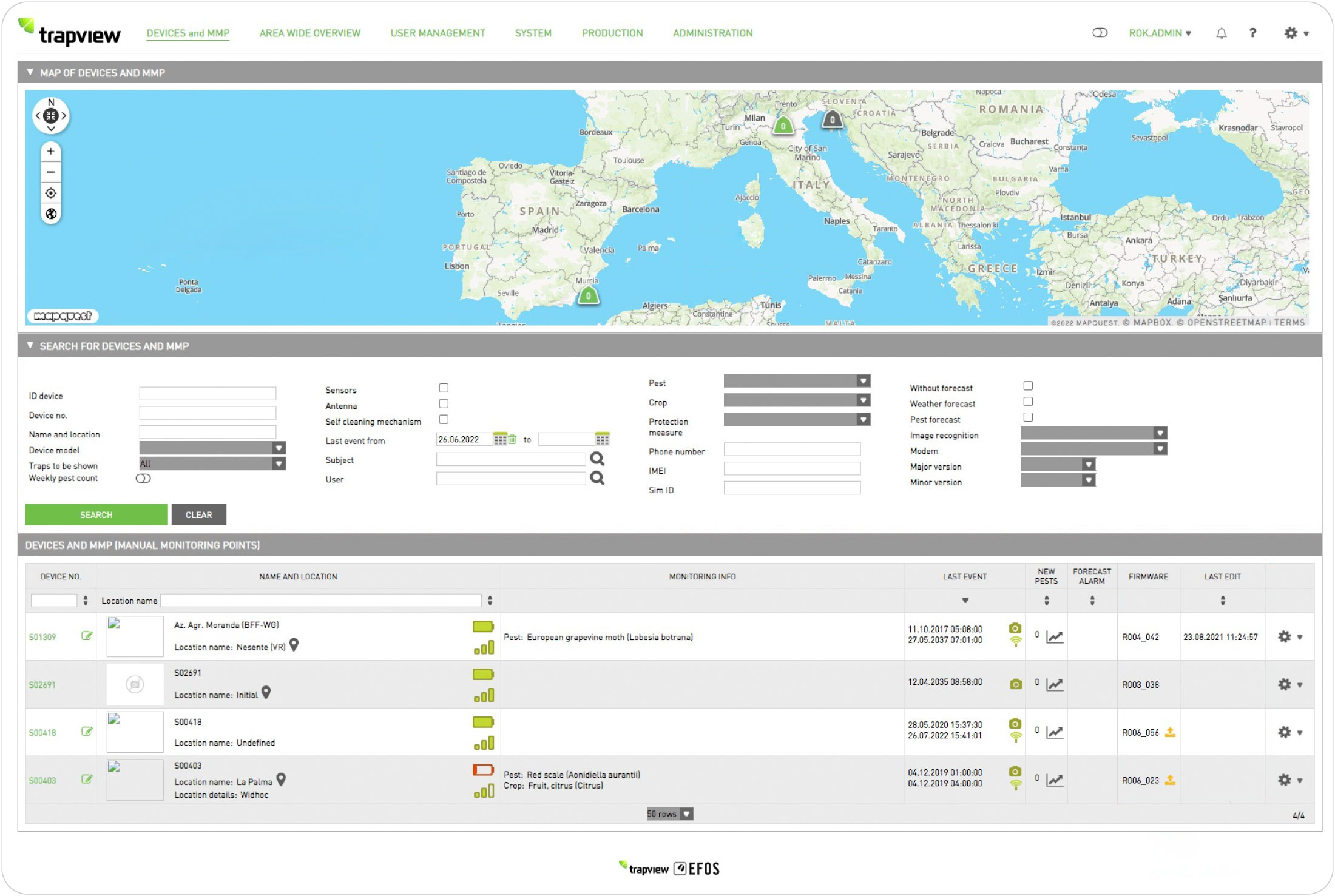 Old Web App Interface Old Web App Interface